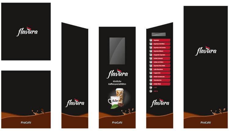 Automatendesign: Flavura Automaten Design Service & Branding für Automaten: Beispiel: Kaffeemaschinen, Kaffeeautomaten, Kaffeevollautomaten