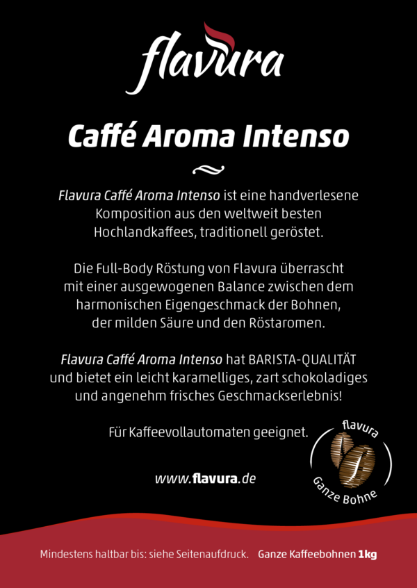 Bürokaffee: Kaffeerösterei Flavura: Büro Kaffee für Büros und Firmen: Flavura Caffé Aroma Intenso für Kaffeeautomaten und Kaffeevollautomaten